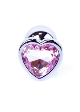 Ozdobny korek analny z sercem stalowy kryształ 7cm