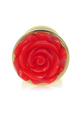 Korek analny czerwona róża zatyczka ze stali 7cm