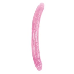 Różowe podwójne żylaste dildo sex lesbijski 46 cm