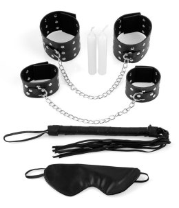Zestaw BDSM bondage kajdanki pejcz maska świece